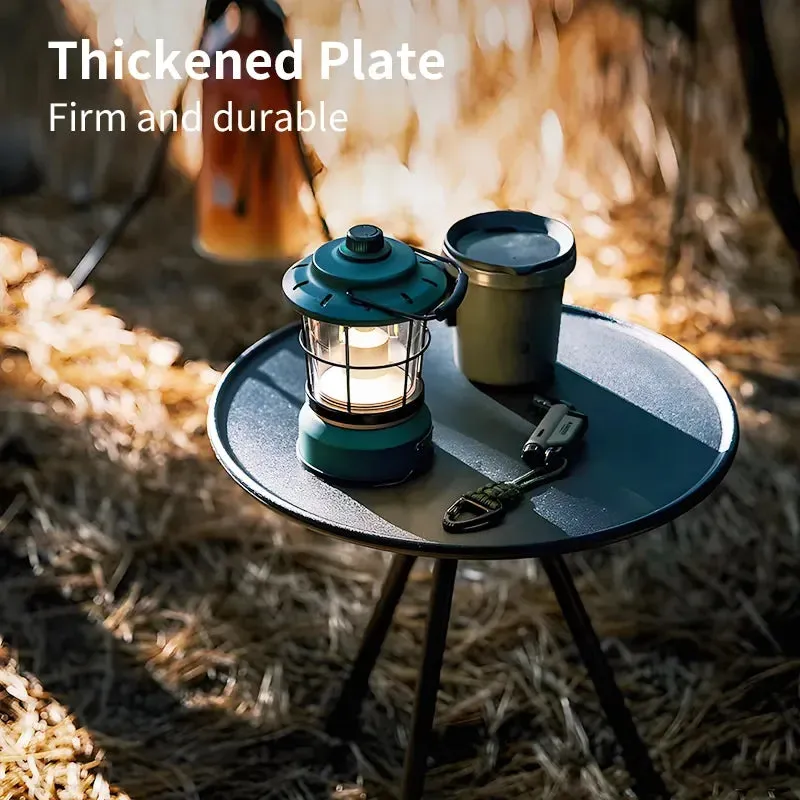 Camping Round Table with Light Stand Ultralight Portable Folding Table with Adjustable Legs
