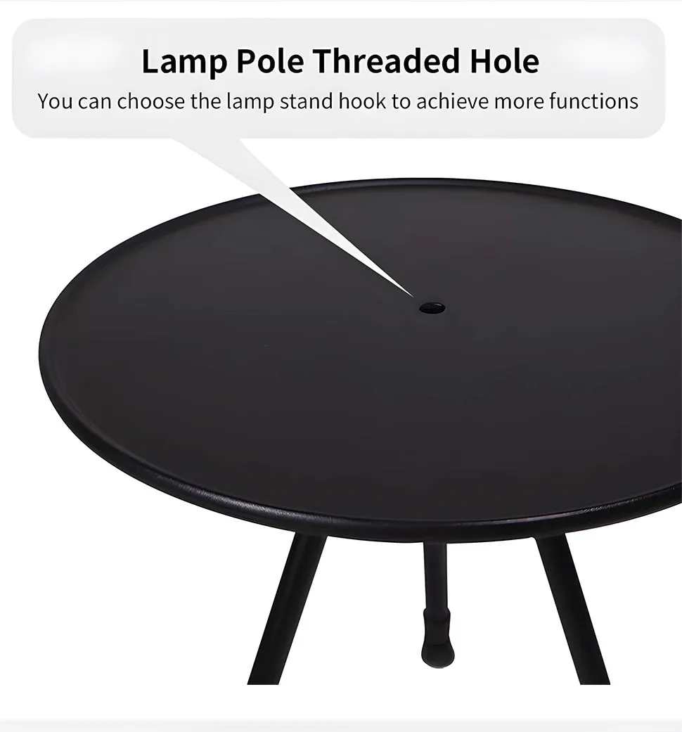 Camping Round Table with Light Stand Ultralight Portable Folding Table with Adjustable Legs