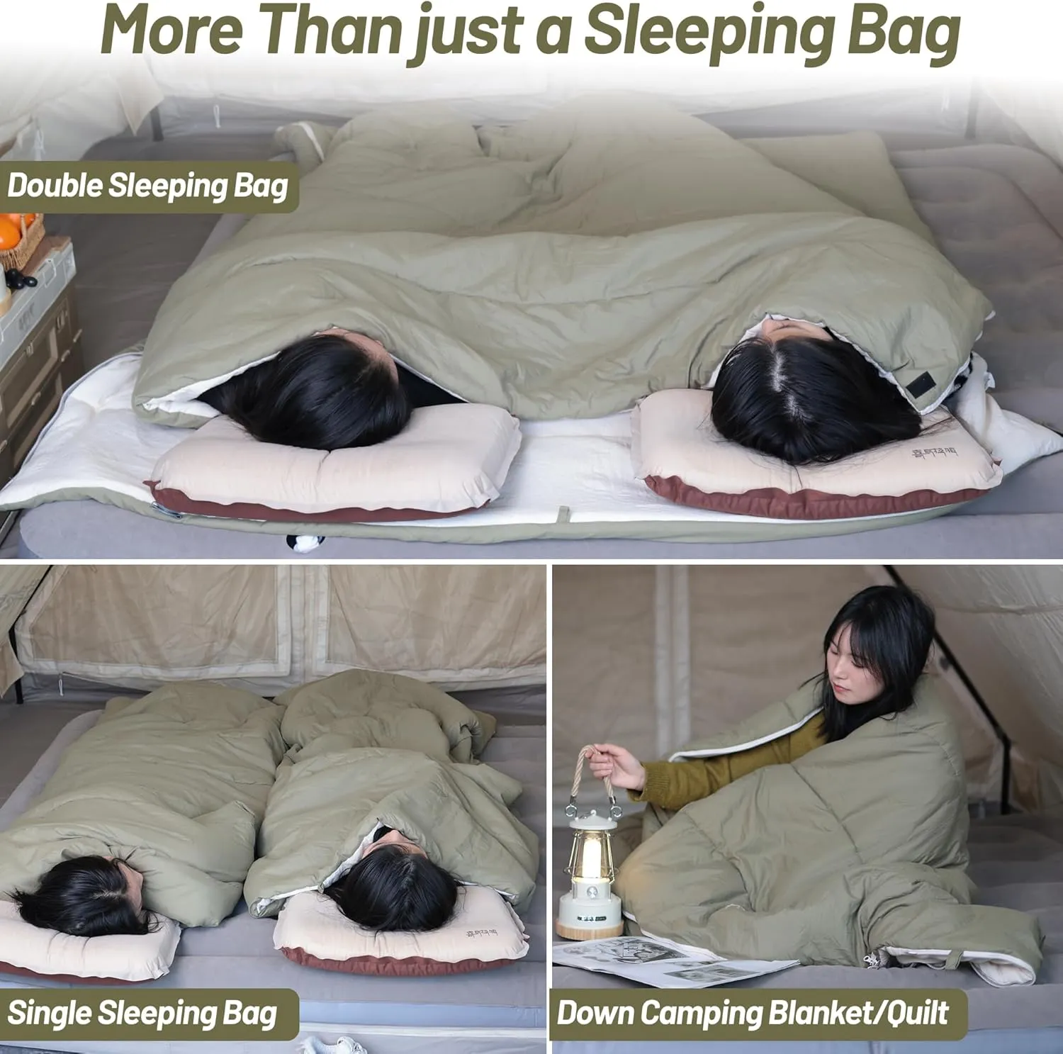 Camping Sleeping Bags for Adults, 20°F/30°F/40°F, Peached Fabric, Waterproof, Washable, Connectable, as a Blanket, Lightweight 3 Season Cold Weather Autumn Winter Backpacking Hiking