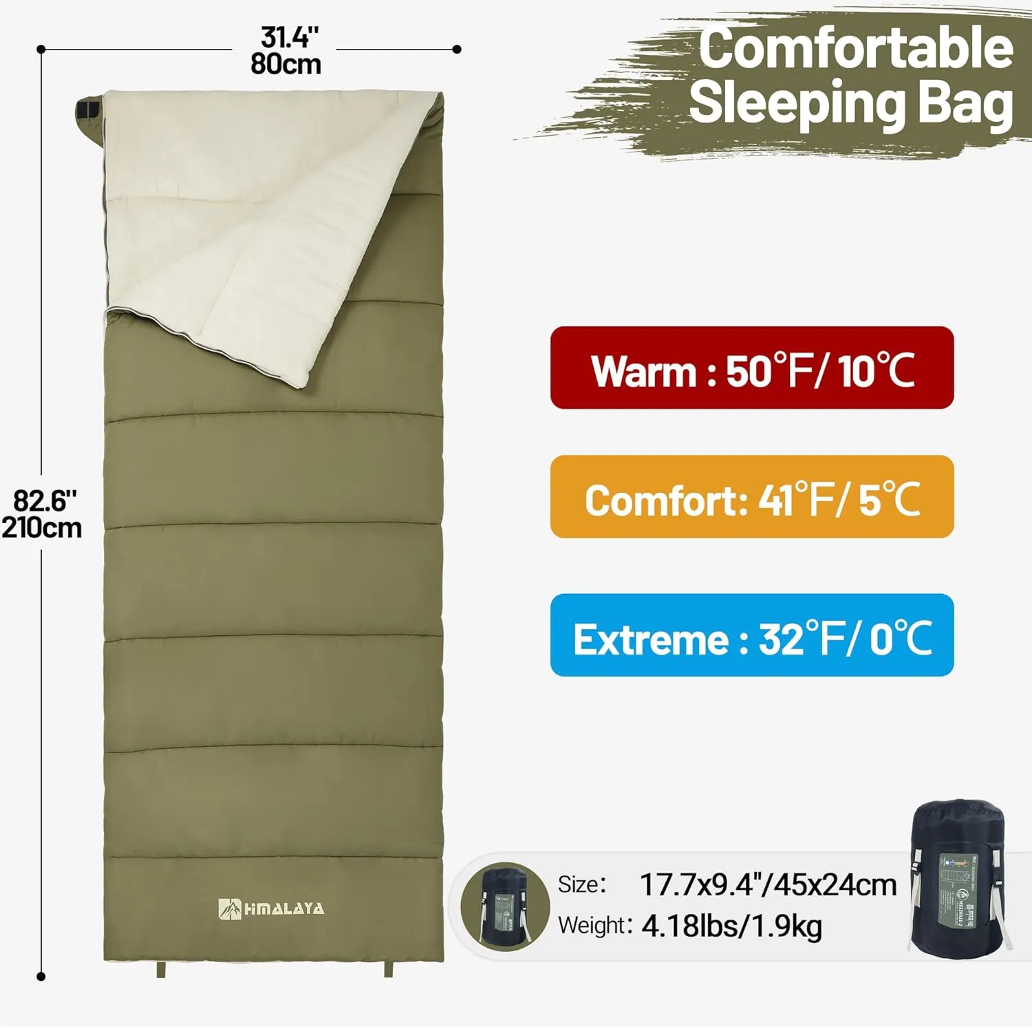 Camping Sleeping Bags for Adults, 20°F/30°F/40°F, Peached Fabric, Waterproof, Washable, Connectable, as a Blanket, Lightweight 3 Season Cold Weather Autumn Winter Backpacking Hiking
