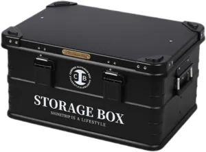 Camping Storage Box Container with Lid with Handles Portable Aluminum Trunk Organizer for Barbecue Picnic Grocery Home Garage, M