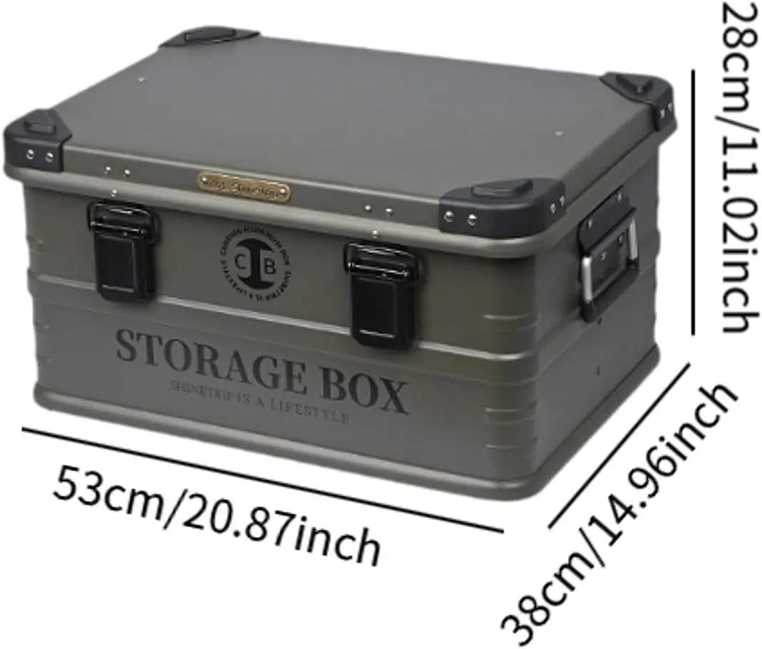 Camping Storage Box Trunk Organizer with Handle Stackable Space Saving Container Storage Bin for Kitchen Grocery Backpacking, M Gray Green