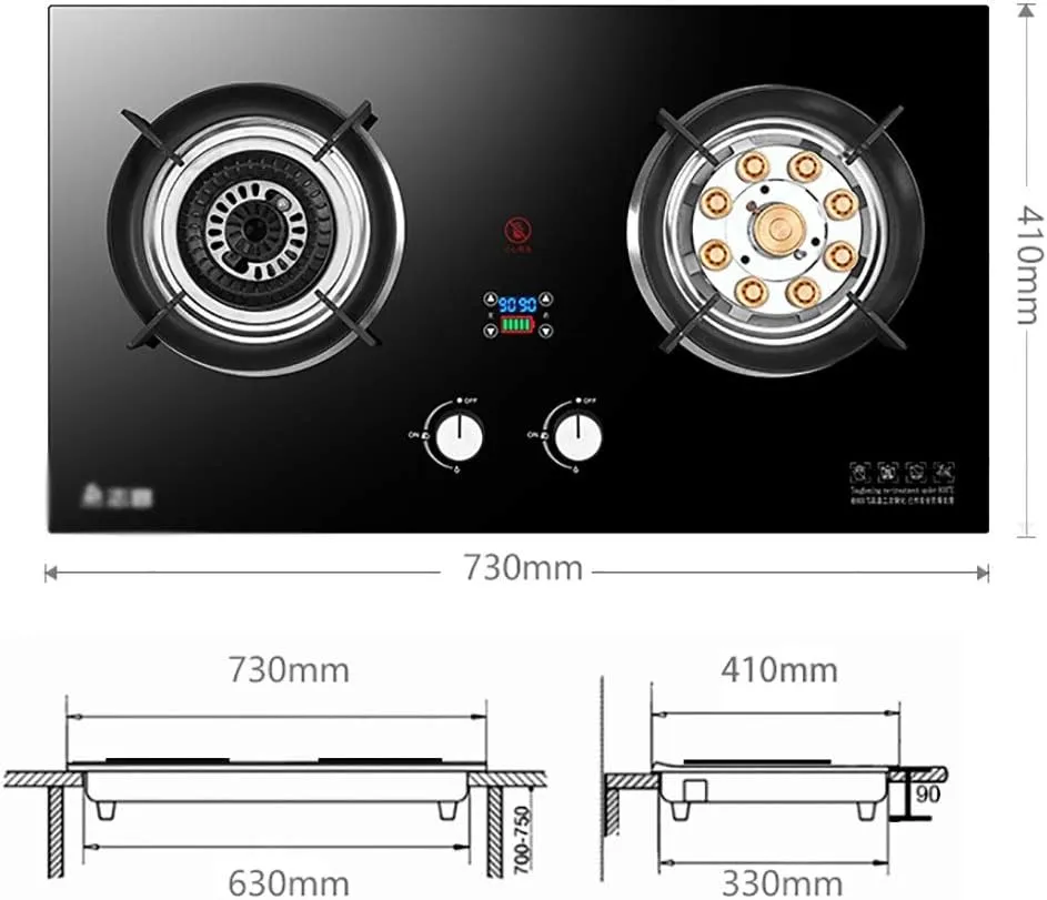 Camping StoveGas hob Cooker Kitchen Hob 2 Burners Drop-in Propane/Natural Gas Cooker Gas Stove LPG/NG Dual Fuel Cooker Easy to Clean [Energy Class A] (Color : C Size : NG) (D LPG)