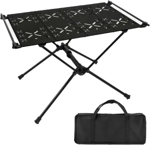 Camping Table, Aluminum Alloy Folding Table Barbecue Camping Table High Stability 20kg Load Capacity Multifunction Ultralight Portable Picnic BBQ Table Black A