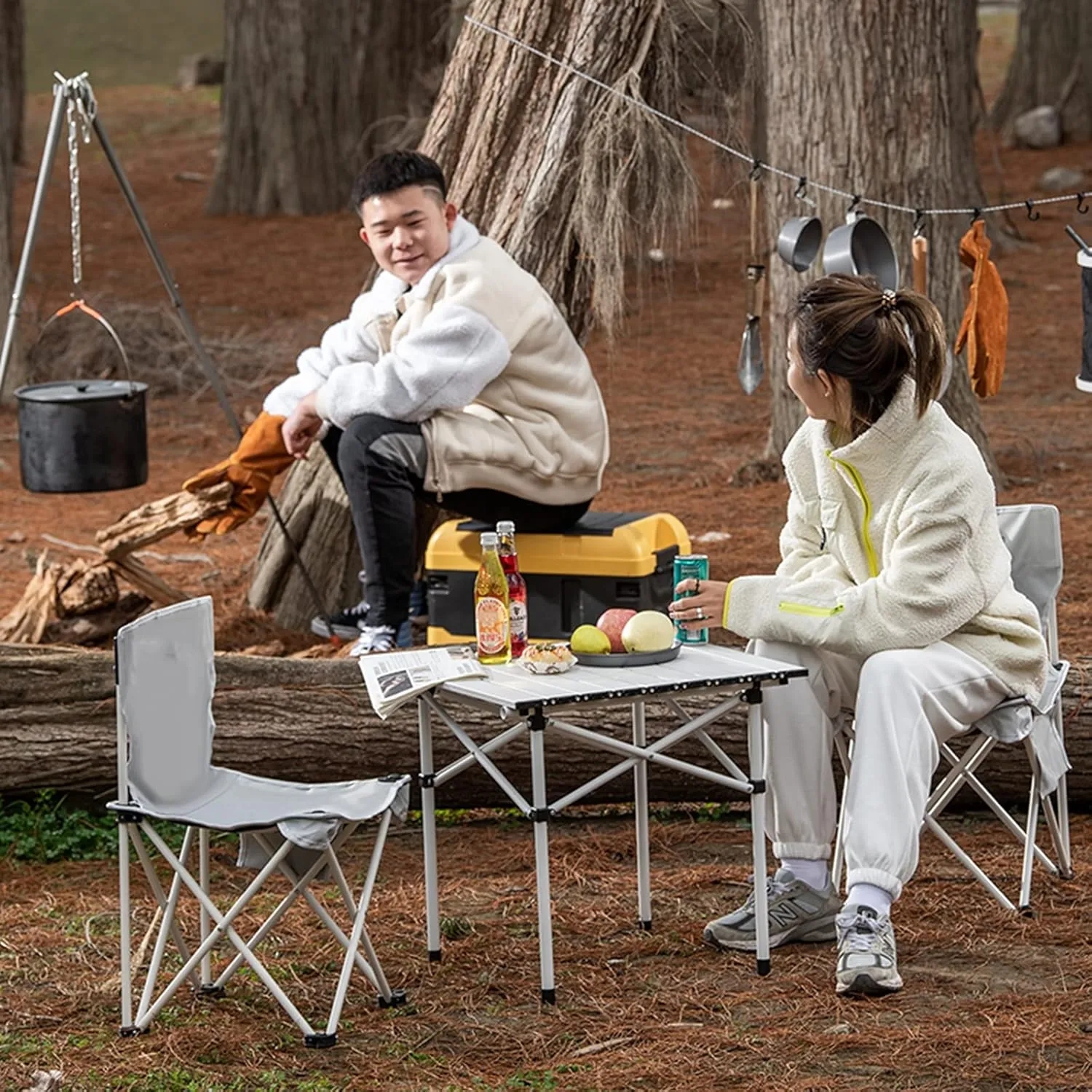 Camping Table Chairs Portable Outdoor Folding Table and Chair Set, Ultra-Light and Durable Aluminum Alloy Picnic Table, Suitable for Car Travel Beach Fishing (Color : Package 3)
