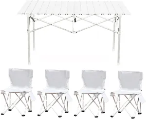 Camping Table Chairs Portable Outdoor Folding Table and Chair Set, Ultra-Light and Durable Aluminum Alloy Picnic Table, Suitable for Car Travel Beach Fishing (Color : Package 3)