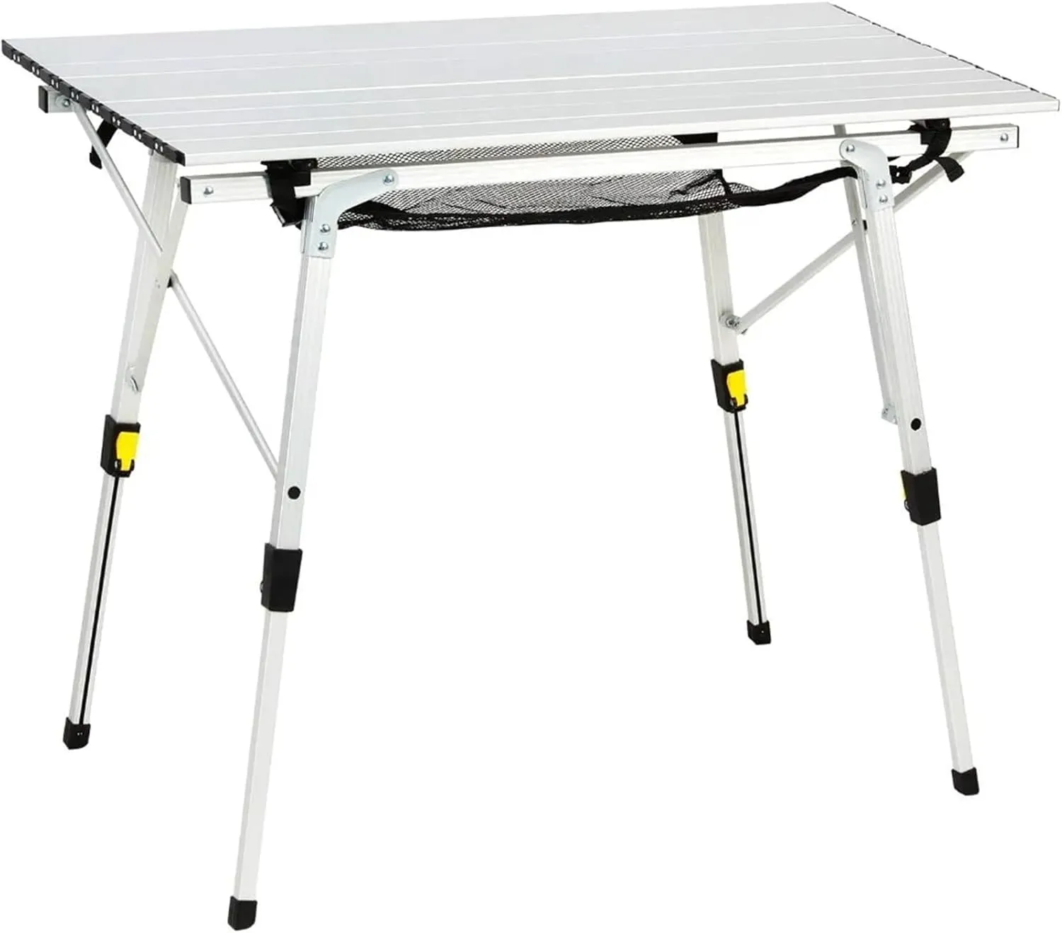 Camping Table Folding Portable Picnic Camping with Adjustable Height Aluminum Roll Up Top Mesh Layer, Outdoor Tables Beach Picnic