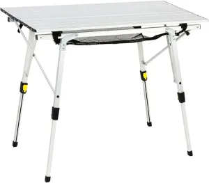 Camping Table Folding Portable Picnic Camping with Adjustable Height Aluminum Roll Up Top Mesh Layer, Outdoor Tables Beach Picnic