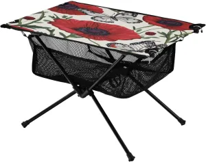 Camping Table Lightweight Portable Folding Table with Mesh Storage Net Butterfly Poppy Flower Ideal for Camping Hiking Beach Picnic Travel Backyard