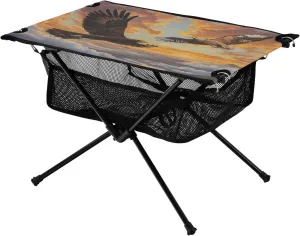 Camping Table Lightweight Portable Folding Table with Mesh Storage Net Eagle Vulture Orange Sky Ideal for Camping Hiking Beach Picnic Travel Backyard