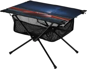 Camping Table Lightweight Portable Folding Table with Mesh Storage Net Rugbygalaxy Starry Sky Ideal for Camping Hiking Beach Picnic Travel Backyard