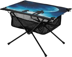 Camping Table Lightweight Portable Folding Table with Mesh Storage Net Starry Sky Galaxy Father Earth Ideal for Camping Hiking Beach Picnic Travel Backyard