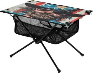 Camping Table Lightweight Portable Folding Table with Mesh Storage Net USA Flag Beard Ideal for Camping Hiking Beach Picnic Travel Backyard