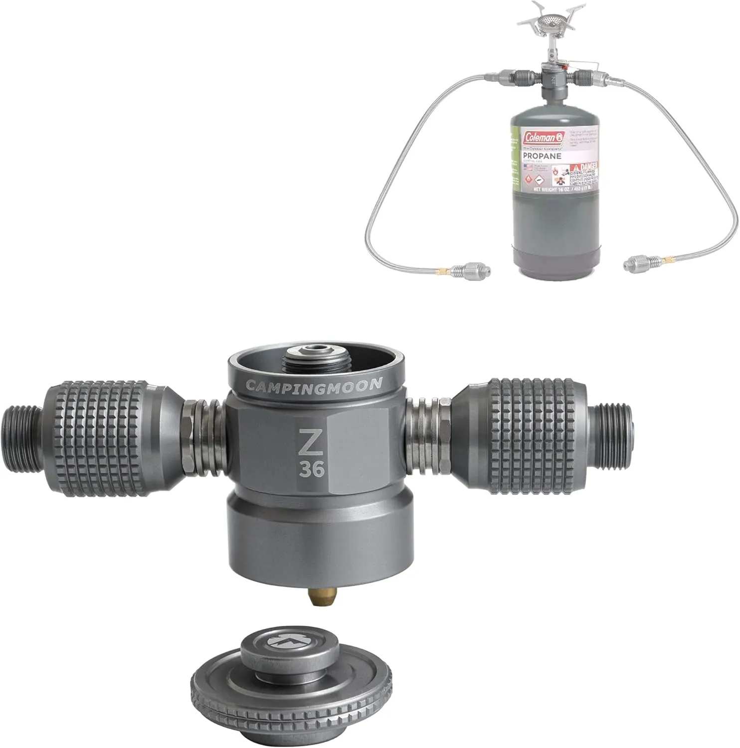 CAMPINGMOON 3 Outlet Camping Stove Adapter, Inlet: 16oz/1Lb Small Propane Tank, Outlet: EN417 Lindal Valve Z36