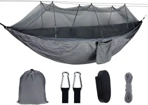 C/H Outdoor Camping Hammocks with Mosquito Net 1-2 Person Portable Travel Camping Fabric Hanging Swing Hammocks Bed for Garden Beach Travel Hiking Backpacking
