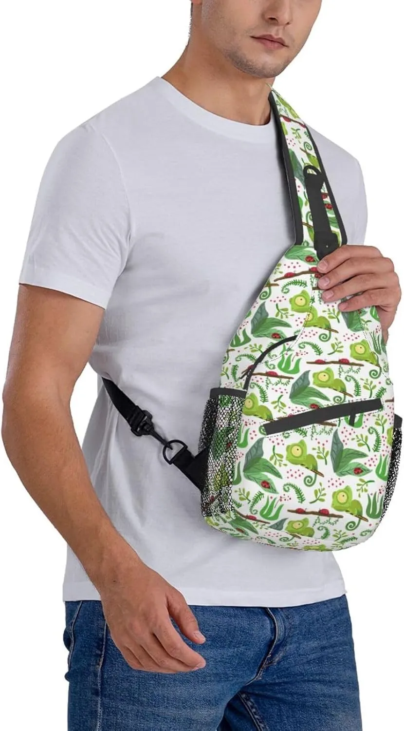 Chameleon Shoulder Bag Lizard Sling Backpack Daypack Casual Backpack Hiking Bag Cute Backpack Bag