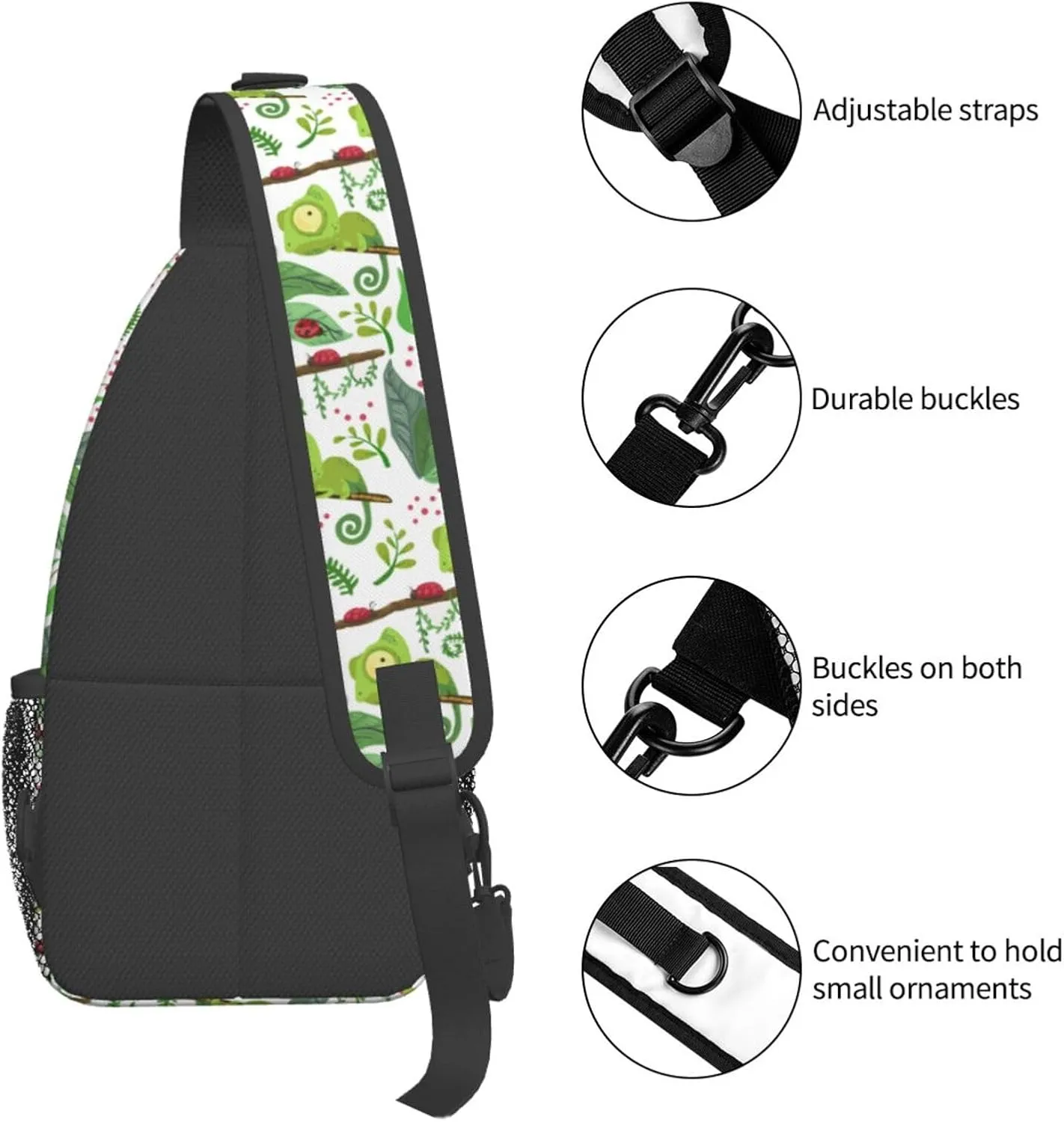 Chameleon Shoulder Bag Lizard Sling Backpack Daypack Casual Backpack Hiking Bag Cute Backpack Bag