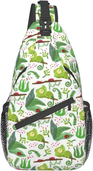 Chameleon Shoulder Bag Lizard Sling Backpack Daypack Casual Backpack Hiking Bag Cute Backpack Bag