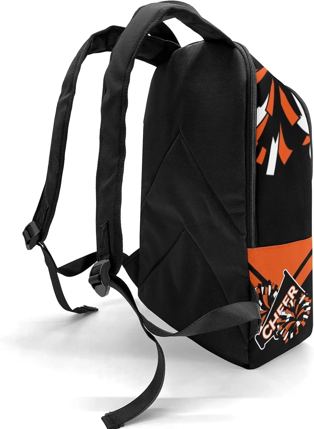 Cheerleader Orange Personalized Backpack for Teen Boys Girls,Custom Travel Backpack Bookbag Casual Bag Name Gift