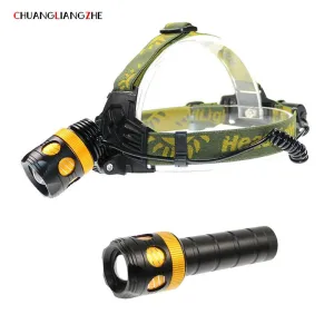 CHENGLIANGZHE LED Hunting Headlight Flashlight Head Battery 18650 Rechargeable Waterproof Rotary Zoom Accumulator battery lights