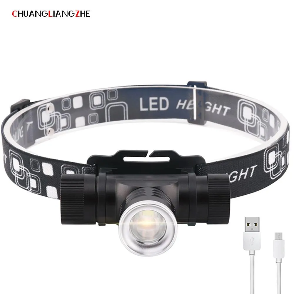 CHENGLIANGZHELED USB Zoom LED Headlights T6 Glare Battery 18650 Rechargeable Headlights LED Outdoor Fishing Lights Luminarias