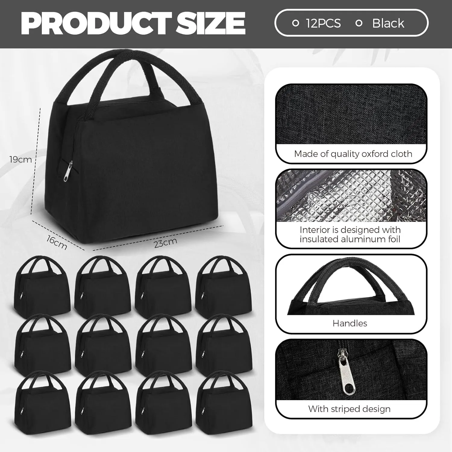 Chunful 12 Pcs Lunch Bags Bulk Insulated Reusable Lunch Bags Pouch with Aluminum for Women Adult School Office Work Employees