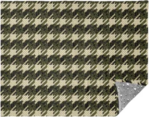 Classic Houndstooth Green Outdoor Blanket, 70x55in, Compact Travel Blanket, Insulation Blanket