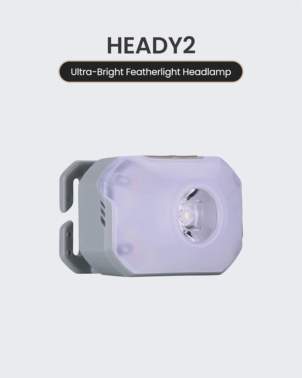 Claymore Heady2 (Mint Gray) - Rechargeable LED Headlamp Flashlight, Lightweight for Camping, Running, Hiking, Emergency & Industrial Use. USB-C Charging, Up to 40 Hours Battery Life, Waterproof.