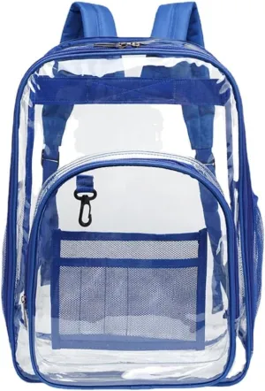 Clear Backpack Heavy Duty PVC Transparent Backpack Large Clear Bag for Stadium Events Work (Blue)