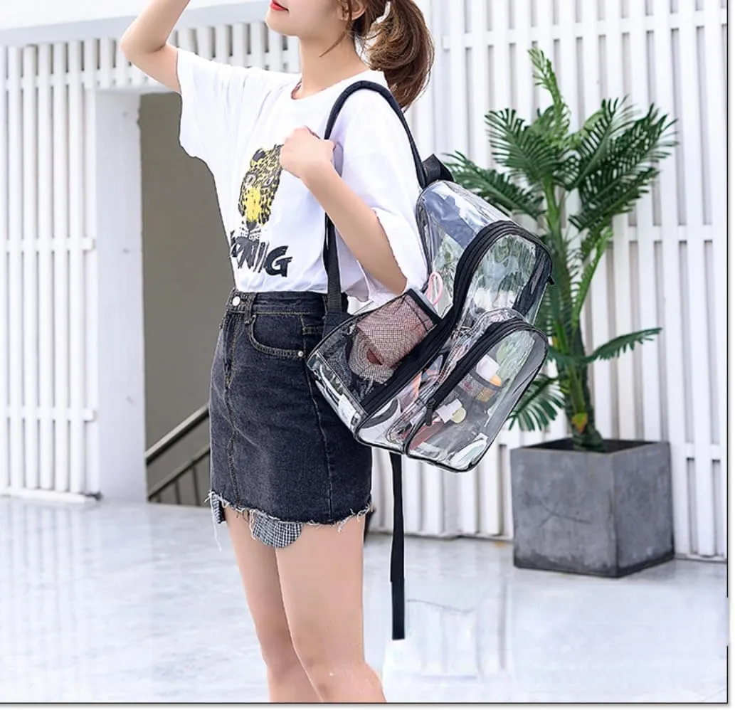 Clear Backpack Heavy Duty PVC Transparent Backpack Large Clear Bag for Stadium Events Work (Blue)