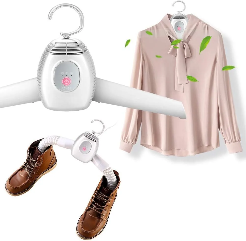 Clothes Dryer Shoe Dryer Hanger Dryer 1 Unit 2 Roles Function Quick Drying Hot Air/Natural Wind Switching Silent Rainy Season Measures Home Travel Business Trip with English Instructions