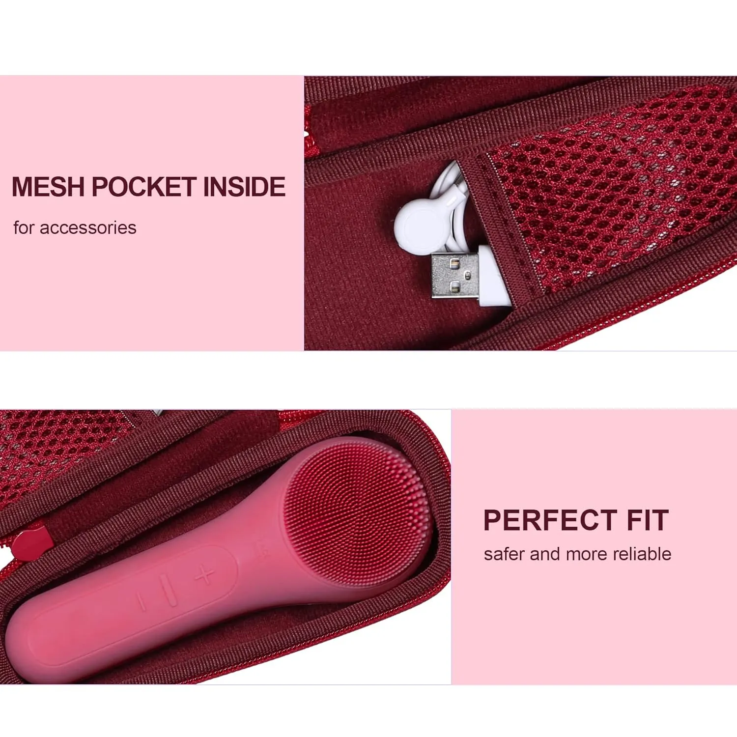 co2CREA Hard Carrying Case Compatible with NågraCoola CLIE 2 1 Sonic Facial Cleansing Brush (Berry)