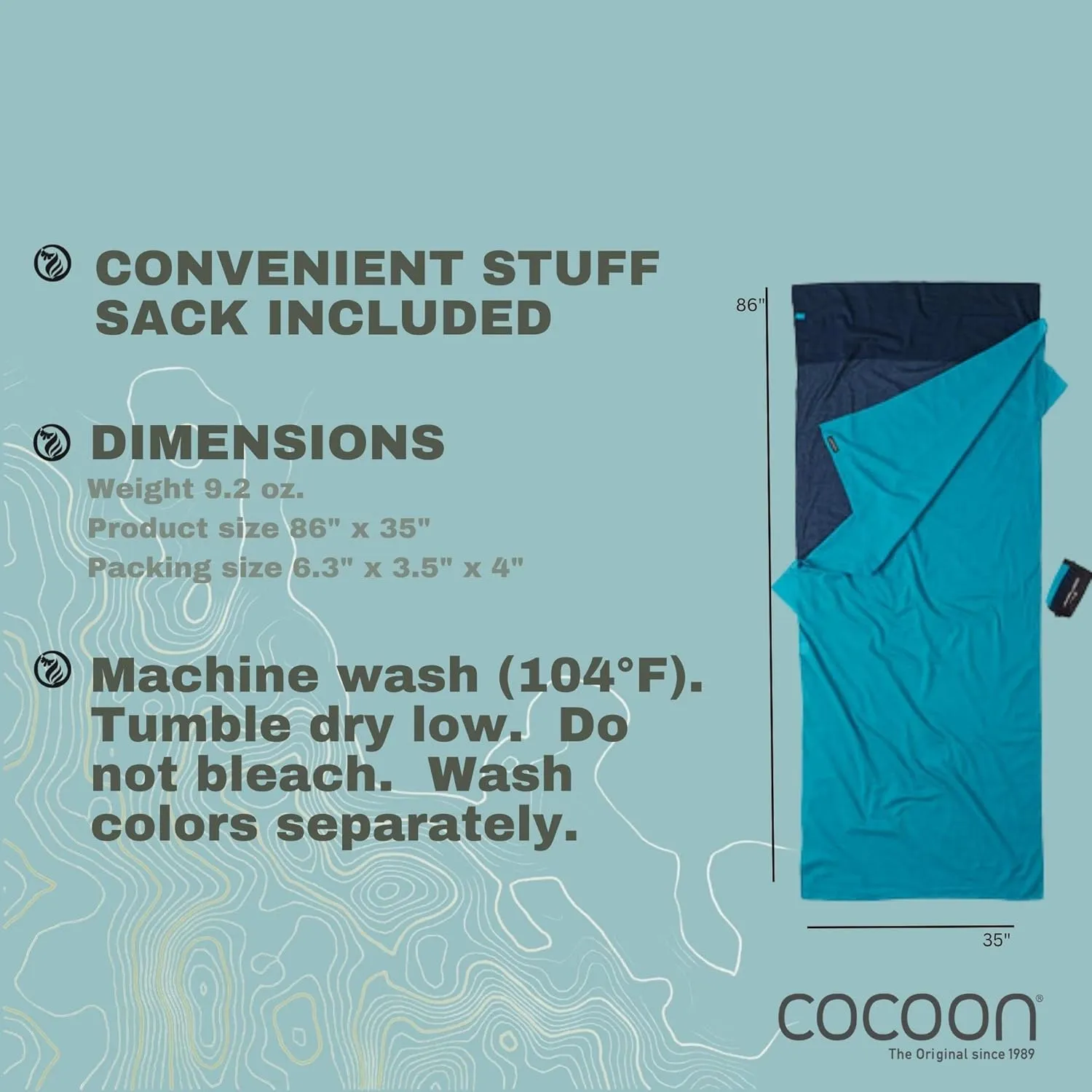 COCOON - Premium - TravelSheet - - Egyptian Cotton. Compact for Camping and Hiking, Fits in Backpack Ultralight, Camping Essentials (Regular 86" x 35")