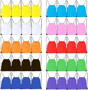 CODOBON 40 Pcs Drawstring Bags, Bulk Drawstring Backpack, Nylon Cinch Draw String Sport Bag, 10 Colors