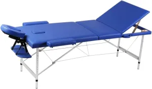 Comfortable 3-Zone Foldable Massage Table with Height Adjustment, Durable Aluminum Frame, and Carrying Bag, Blue