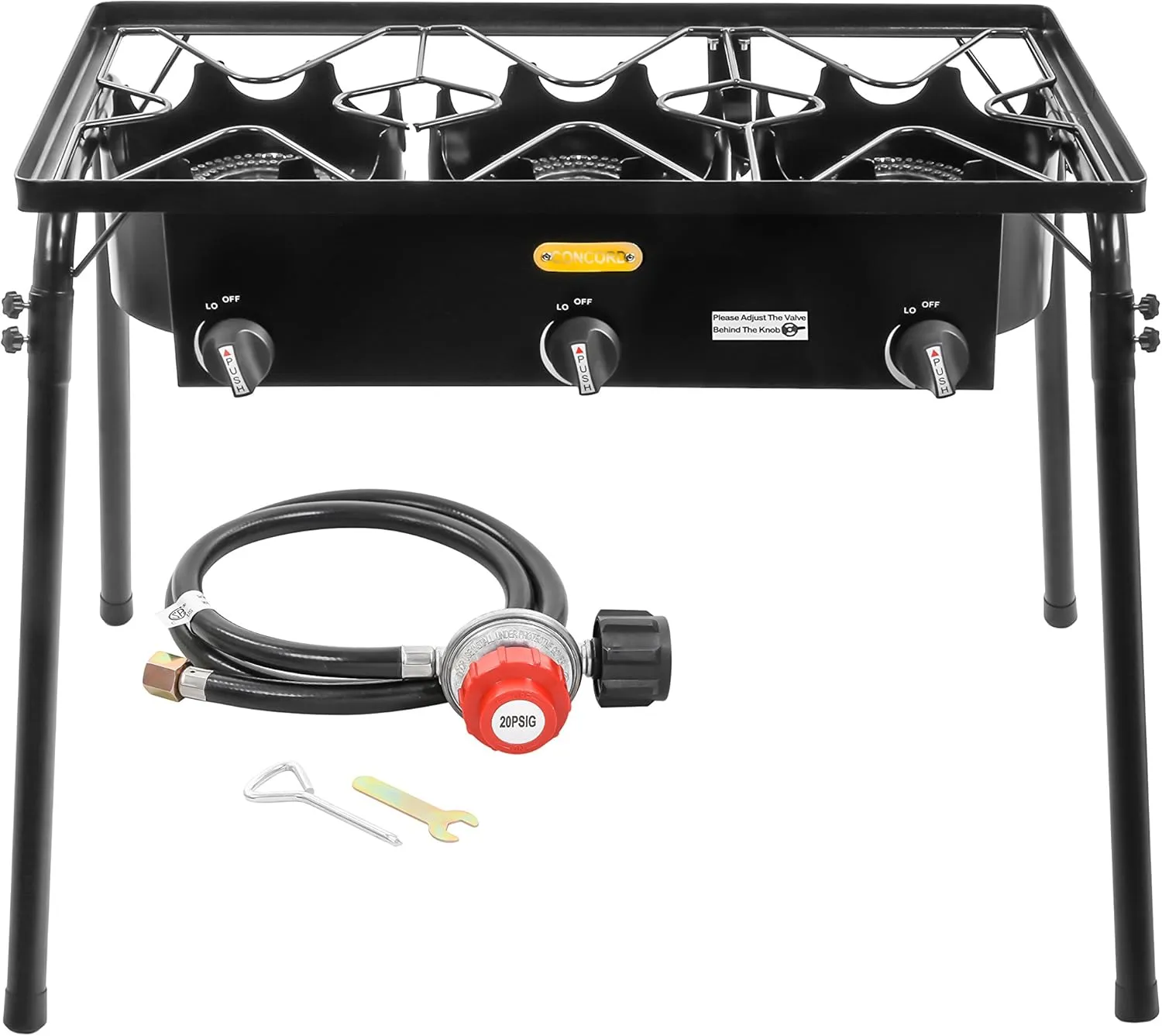 Concord Triple Burner Outdoor Propane Stove Cooker w/Regulator, 3 Burner Stove Brewing Supply