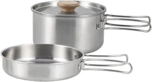 Cooking Pot Portable Pan for Camping Stainless Steel Folding Handle Professional Camping Utensil Set Heat Insulation
