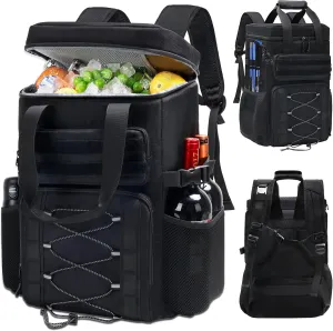 Cooler Backpack - 35 Can Insulated Backpack Soft Cooler Bag with Handle, Tactical Leakproof Thermal Bag Waterproof Lunch Backpack for Camping, Beach, Hiking, Picnic, Fishing, Travel