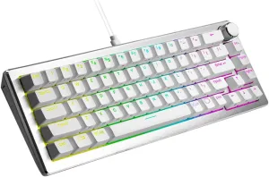 Cooler Master CK720 Hot-Swappable 65% Silver/White Mechanical Gaming Keyboard, Kailh Box V2 Linear Red Switches, Customizable RGB, USB-C Connectivity, 3-Way Dial, QWERTY (CK-720-SKKR1-US)