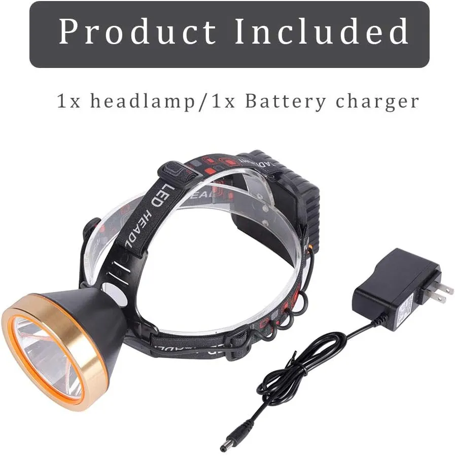 Coon Hunting Light Super Bright Headlamp Rechargeable Ergonomic LED Spotlight Head Torch with Power Supply Waterproof Flashlight for Outdoor Camping Fishing Hunting Hiking (White Light)