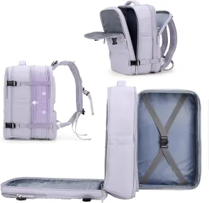 coowoz Large Travel Backpack For Women Men, Carry On Backpack,Hiking Backpack Waterproof Outdoor Sports Rucksack Casual Daypack Expandable Heavy Duty Extra large Backpack Purple Expansion