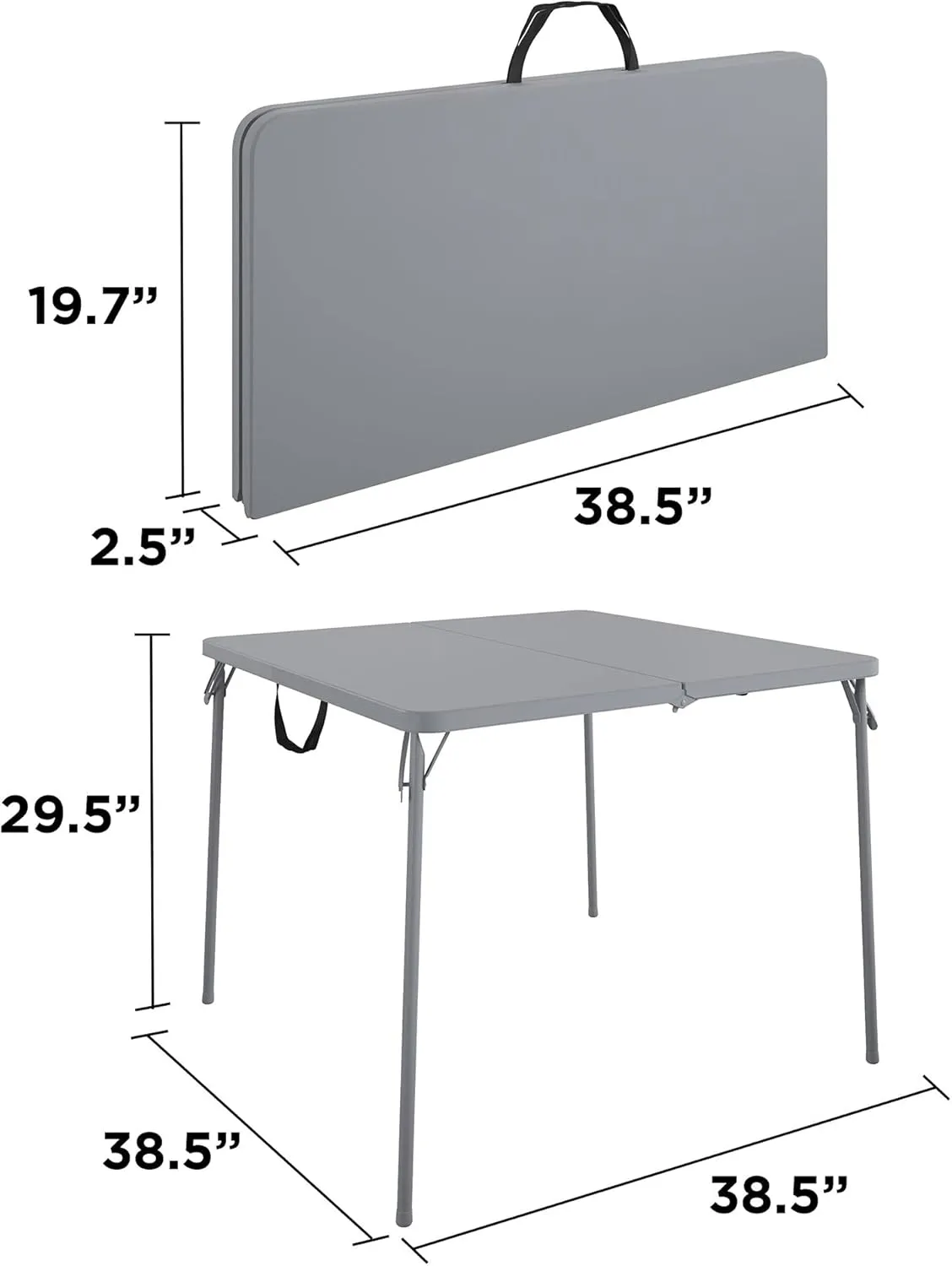 CoscoProducts COSCO XL 38.5" Half Card w/Handle Indoor & Outdoor, Portable, Wheelchair Accessible, Camping, Tailgating, & Crafting Folding Table, Gray, 1-Pack,Grey