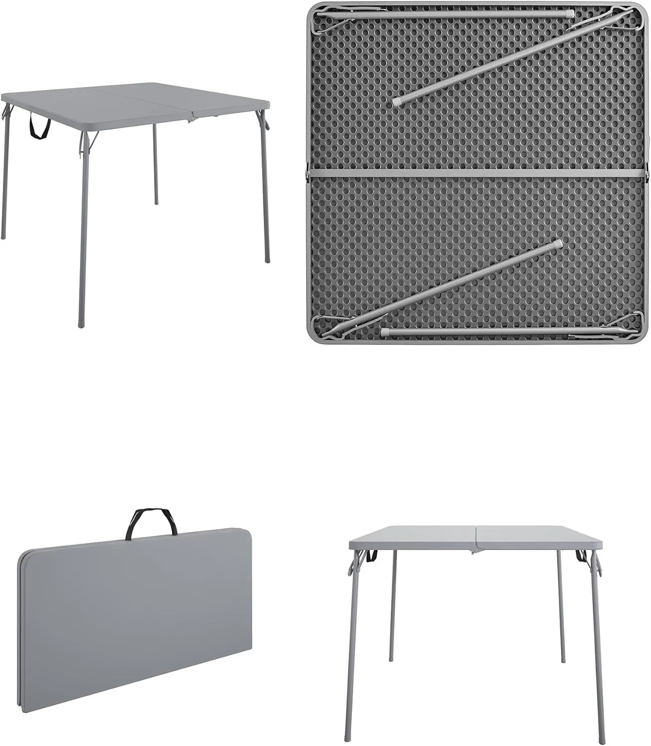 CoscoProducts COSCO XL 38.5" Half Card w/Handle Indoor & Outdoor, Portable, Wheelchair Accessible, Camping, Tailgating, & Crafting Folding Table, Gray, 1-Pack,Grey