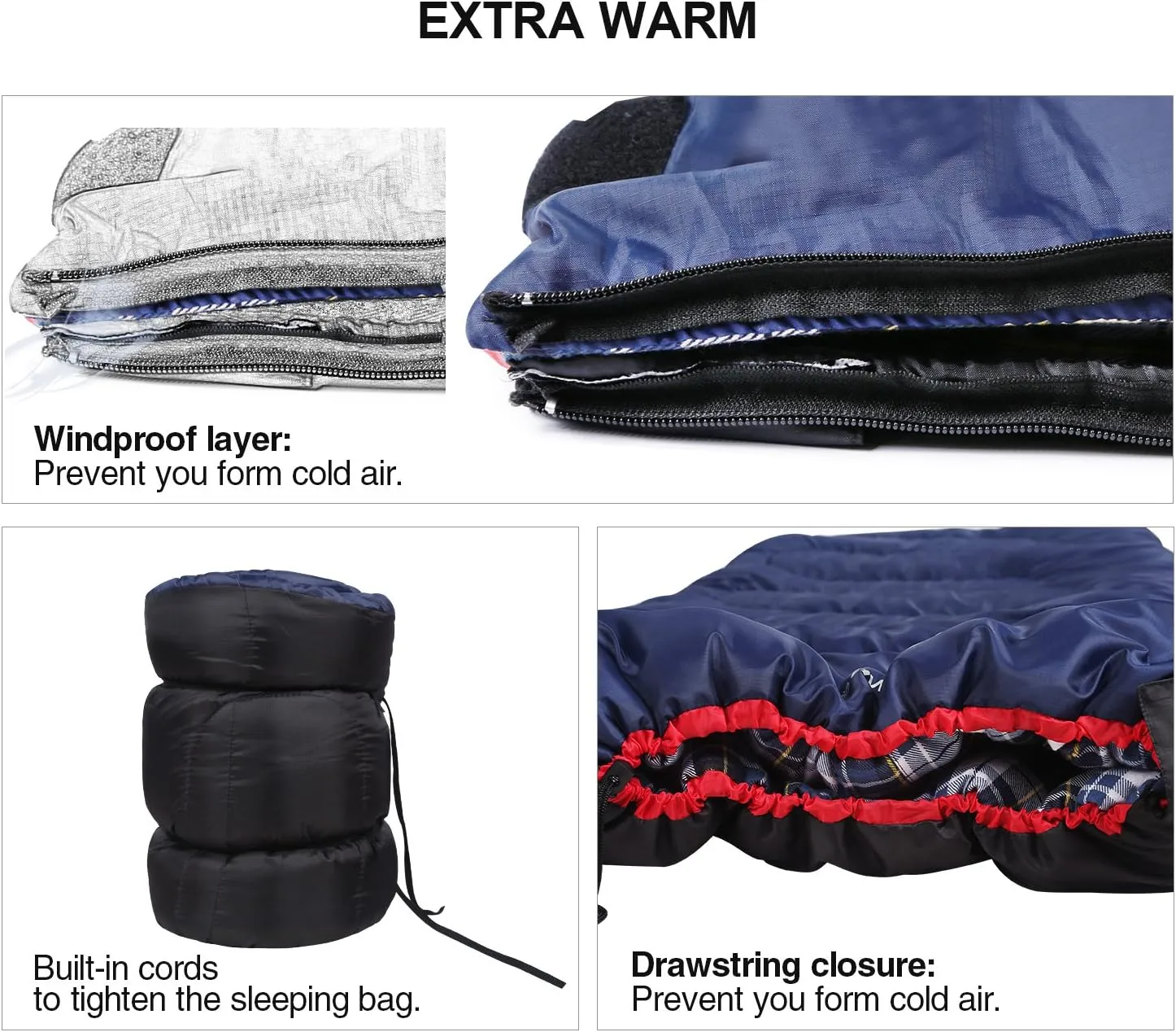 Cotton Flannel Sleeping Bag for Camping Backpacking, Adults Cold Weather Envelope Sleeping Bags with 2lbs Filling