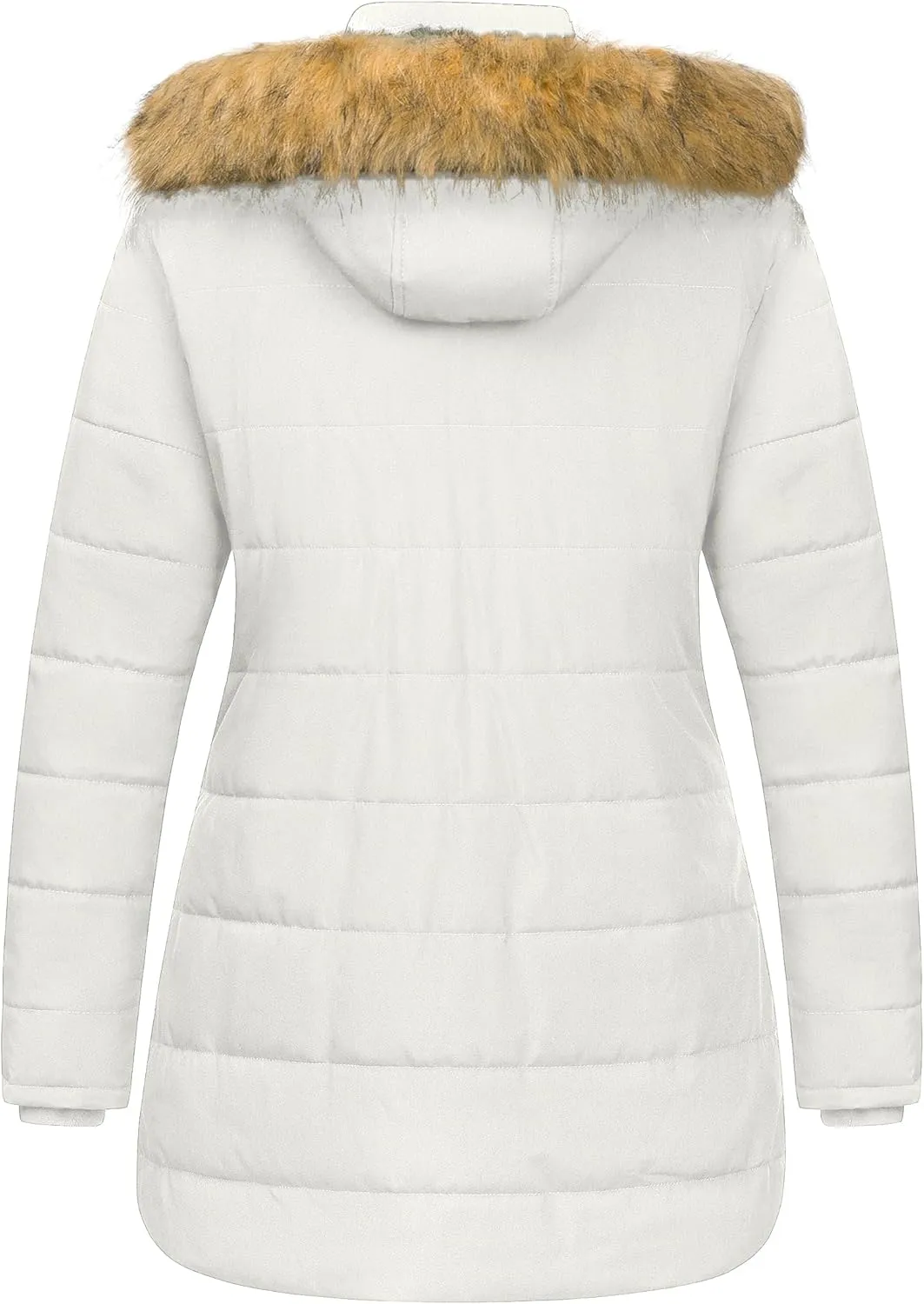 CREATMO US Women's Plus Size Winter Coats Long Puffer Jacket Fleece Lined Parka Removable Fur Hood Available in 1X To 5X