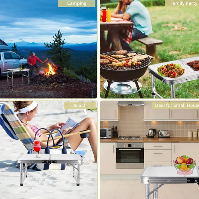 Crocox Aluminum Alloy Folding Table Camping Carrying Handle Aluminum Adjustable