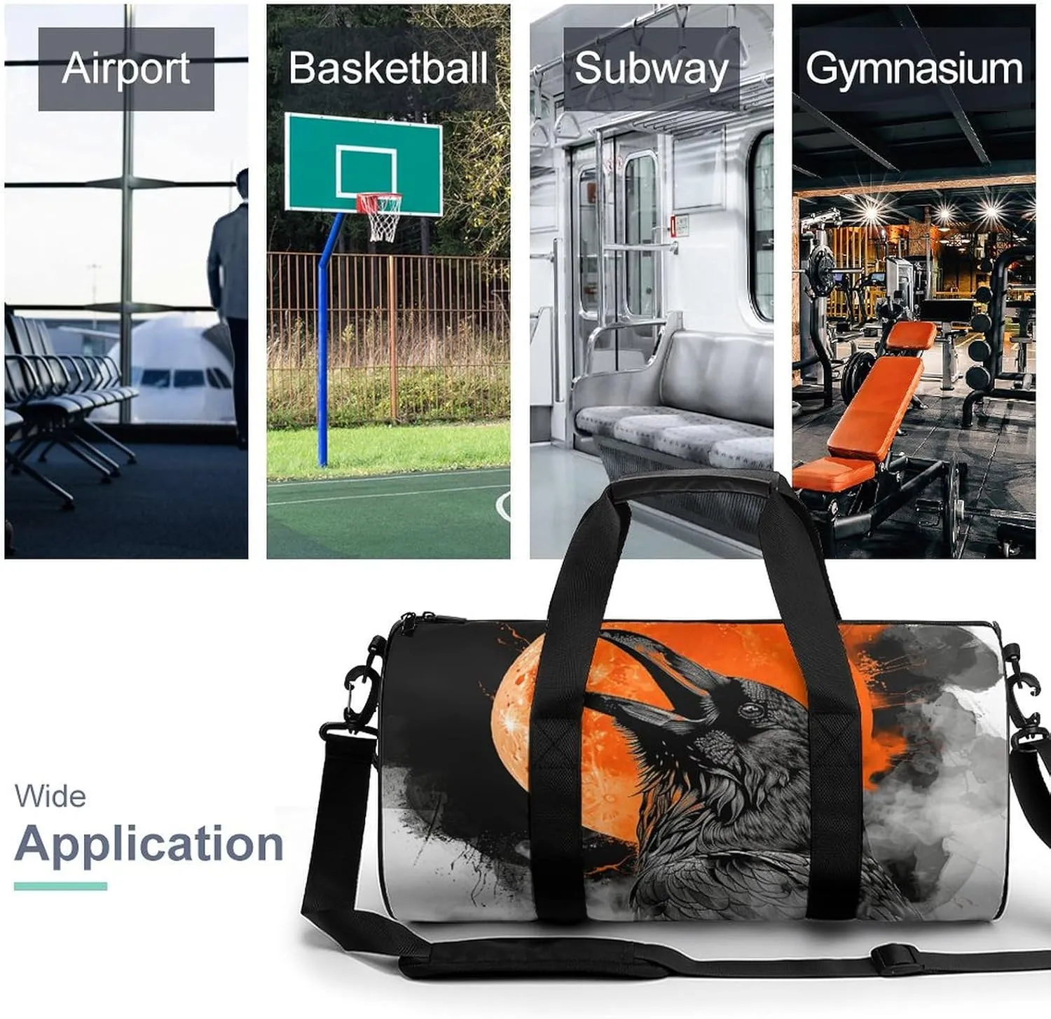 Crow Opens His Mouth Gym Bag Small Travel Duffle Bag with Compartment Carry On Weekender Bag for Women Men