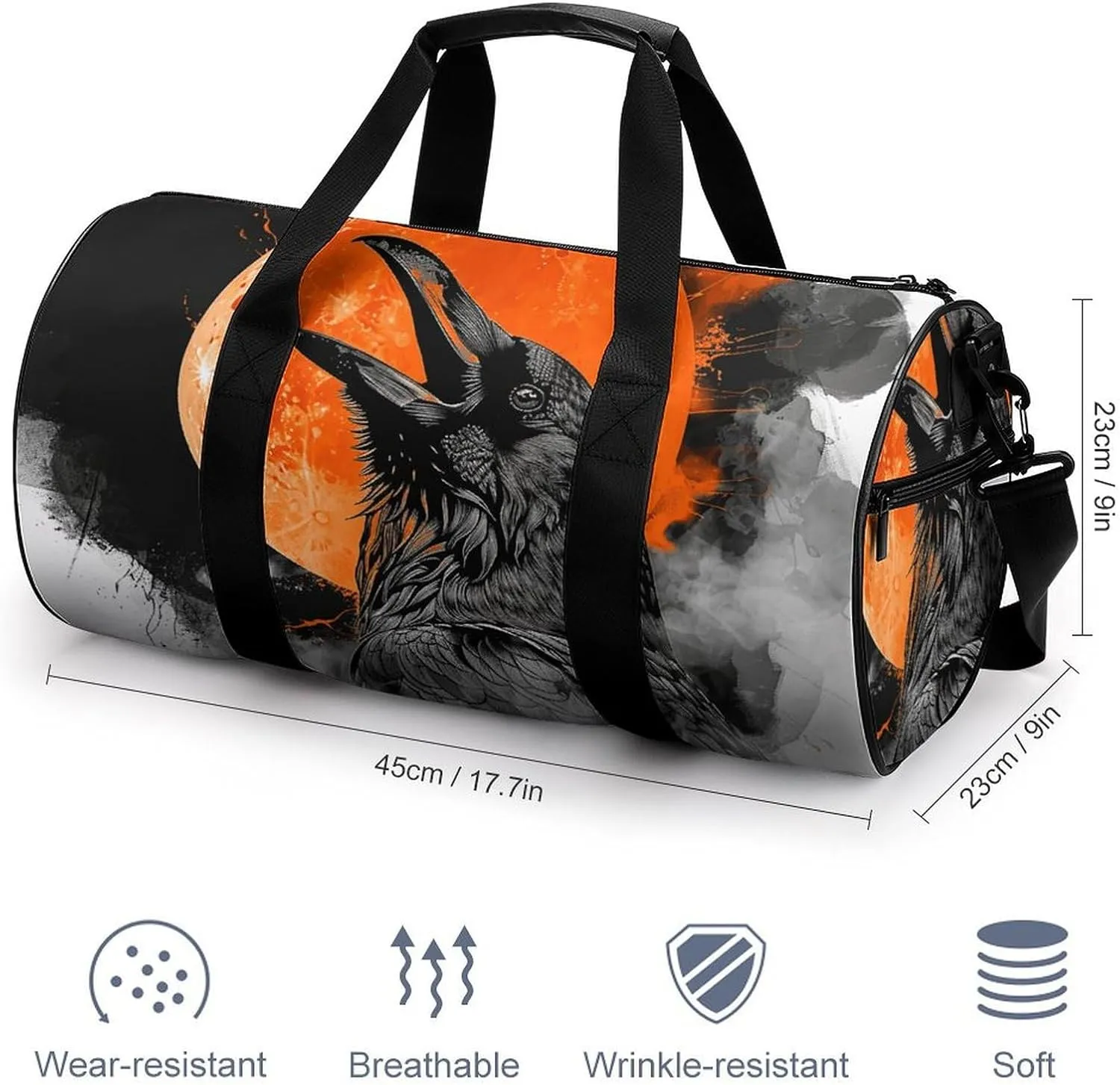 Crow Opens His Mouth Gym Bag Small Travel Duffle Bag with Compartment Carry On Weekender Bag for Women Men