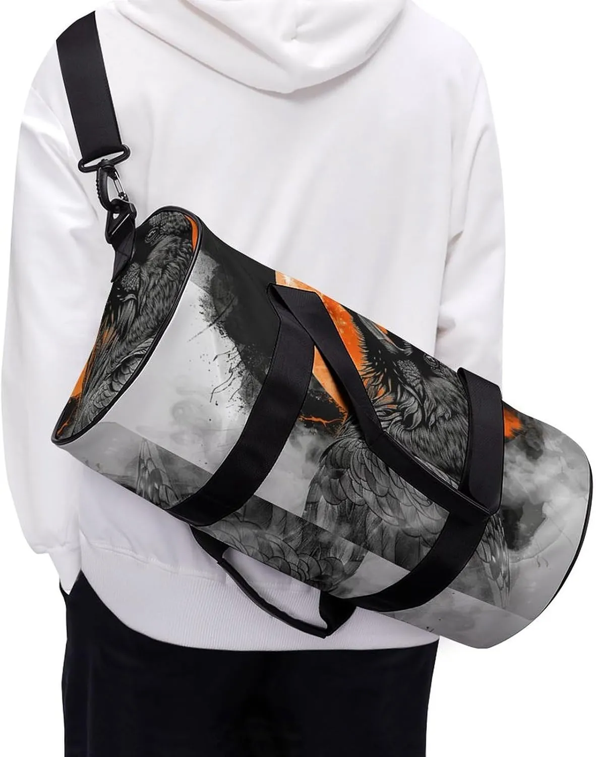 Crow Opens His Mouth Gym Bag Small Travel Duffle Bag with Compartment Carry On Weekender Bag for Women Men