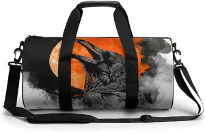 Crow Opens His Mouth Gym Bag Small Travel Duffle Bag with Compartment Carry On Weekender Bag for Women Men